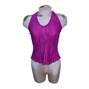Women's Pink Pleats Top Stretchy Y2k Size Large USA Costume gallery